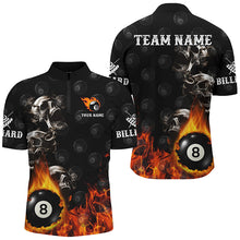 Load image into Gallery viewer, Personalized 8 Ball Pool Skull On Fire Billiard Shirts For Men, Funny 3D Printed Billiard Jerseys TDM2308