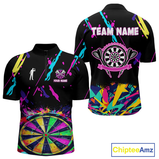 Funny Colorful Splash Dartboard Graffiti Style Darts Shirt For Men Custom Darts Team Jersey Outfit TDM5053