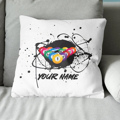 Custom Grunge Billiard Balls White Pillow, Personalized Pillows Billiard TDM0790