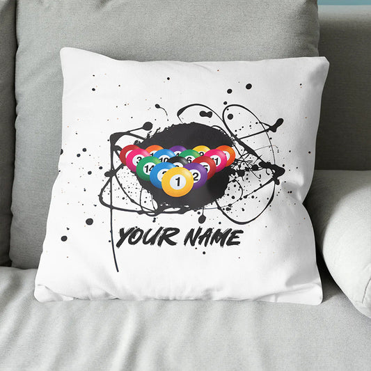 Custom Grunge Billiard Balls White Pillow, Personalized Pillows Billiard TDM0790