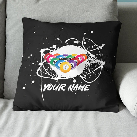 Custom Grunge Billiard Balls Black Pillow, Personalized Pillows Billiard TDM0791
