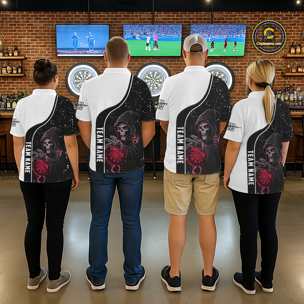 Red Grim Reaper Darts Women Polo & Quarter-Zip Custom Darts Shirts For Team Darts Jerseys TDM5525
