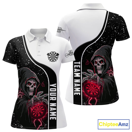 Red Grim Reaper Darts Women Polo & Quarter-Zip Custom Darts Shirts For Team Darts Jerseys TDM5525