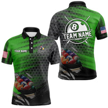 Load image into Gallery viewer, Green And Black Billiard Polo &amp; Quarter-Zip Shirts For Men Custom Billiard Team Shirts Pool Jerseys TDM3474