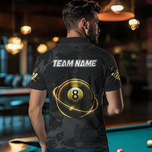 Load image into Gallery viewer, Custom Black And Gold 8 Ball Pool Eagle Paint Billiard Shirts For Men Team League Billiard Jerseys TDM3477