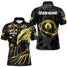 Load image into Gallery viewer, Custom Black And Gold 8 Ball Pool Eagle Paint Billiard Shirts For Men Team League Billiard Jerseys TDM3477