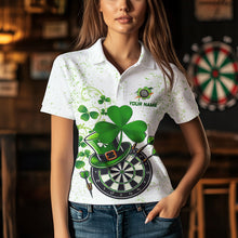 Load image into Gallery viewer, Luckiest  Green Shamrock White Grunge Dart Shirts For Women Custom St Patrick Day Dart Team Jerseys TDM3478