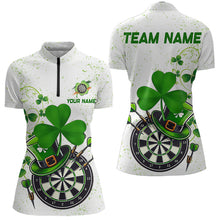 Load image into Gallery viewer, Luckiest  Green Shamrock White Grunge Dart Shirts For Women Custom St Patrick Day Dart Team Jerseys TDM3478