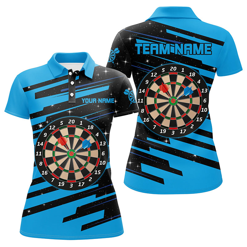 Personalized Blue Darts Board Darts Jerseys Polo Shirts For Women Custom Team League Darts Shirts TDM1303