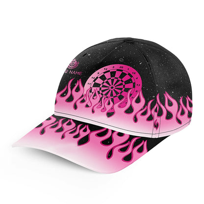 Pink Dartboard Fire Flame Darts Cap Custom Adjustable 3D Baseball Darts Hats Gifts For Darts Player TDM1661