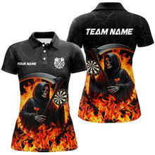 Load image into Gallery viewer, Death Skeleton Darts Board Fire Flame Women Darts Polo &amp; Quarter-Zip Shirts Custom Darts Team Jerseys TDM1669
