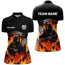 Load image into Gallery viewer, Death Skeleton Darts Board Fire Flame Women Darts Polo &amp; Quarter-Zip Shirts Custom Darts Team Jerseys TDM1669