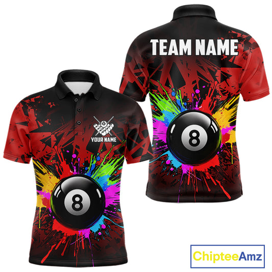 Colorful 8 Ball Pool Billiard Jersey For Men Custom Billiard Team Shirts Polo & Quarter Zip | Red TDM6583