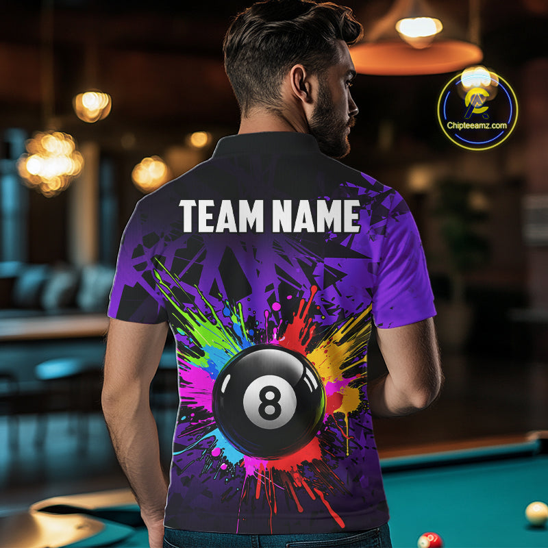 Colorful 8 Ball Pool Billiard Jersey For Men Custom Billiard Team Shirts Polo & Quarter Zip| Red TDM6583