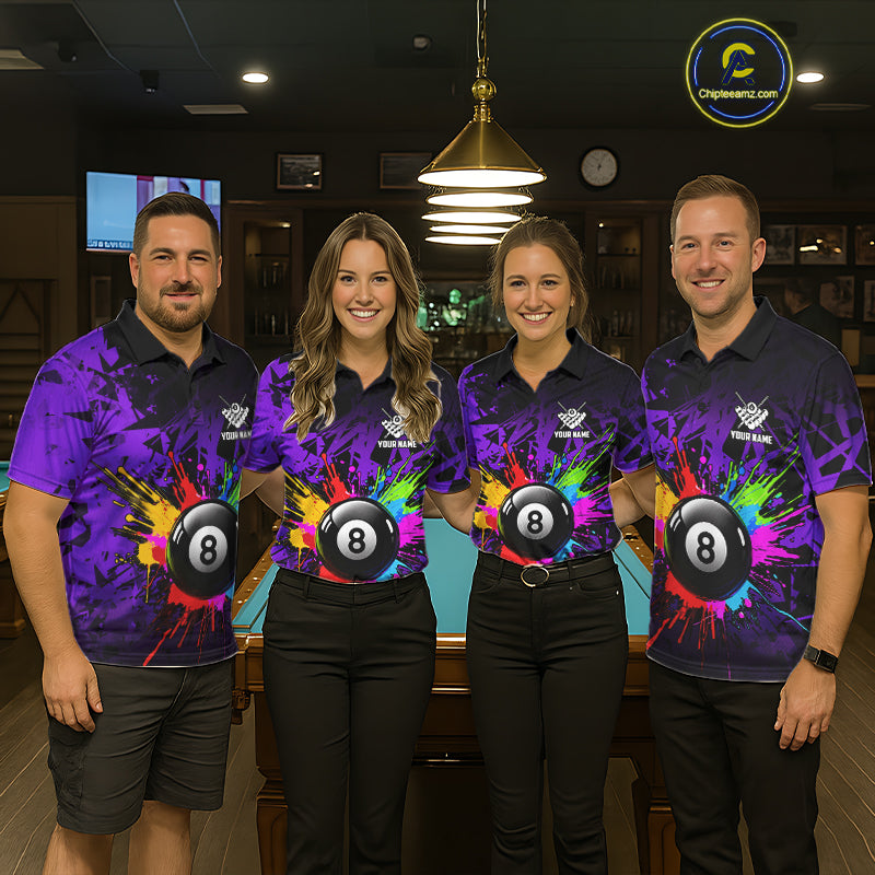 Colorful 8 Ball Pool Billiard Jersey For Men Custom Billiard Team Shirts Polo & Quarter Zip| Red TDM6583
