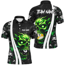 Load image into Gallery viewer, Green Billiard Skull 8 Ball &amp; 9 Ball Custom Pool Shirts For Men, Unique Team Billiard Jersey Design TDM2082