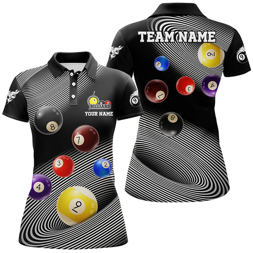 Personalized Funny Billiard Balls Multicolor 3D Full Printing Polo Shirts For Women, Billiard Lover TDM0183
