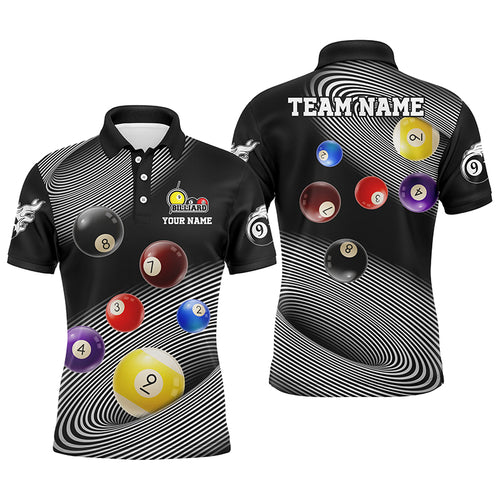 Personalized Funny Billiard Balls Multicolor 3D Full Printing Polo Shirts For Men, Billiard Lover TDM0183