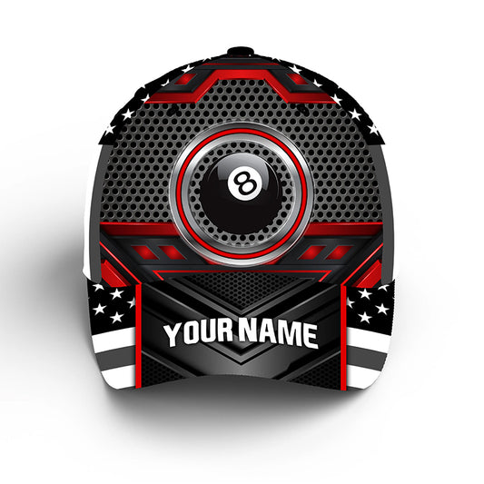 Personalized Billiard Classic Caps American Flag For Men And Women, Custom Patriotic Hats For Pool Lover TDM0192