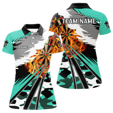 Load image into Gallery viewer, 3D Dartboard Fire Women Darts Polo &amp; Quarter-Zip Shirts Custom Camo Turquoise Darts Team Jerseys TDM2555