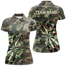 Load image into Gallery viewer, Military Green Camo Custom Women Darts Polo &amp; Quarter-Zip Shirts, Personalized Army Darts Team Shirts TDM2559