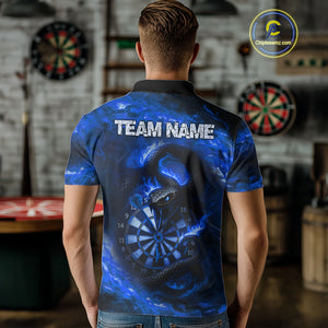 Personalized Fire Flame Blue Snake Darts Shirt For For Men Custom Darts Team Jersey Polo, 1/4 Zip TDM4849