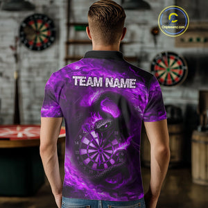 Personalized Fire Flame Snake Purple Darts Shirt For For Men Custom Darts Jersey Polo & 1/4 Zip TDM4850