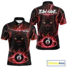 Load image into Gallery viewer, Red 8 Ball Thunder Lightning Cat Billiard Shirt For Men Custom Pool Team Jersey Polo &amp; 1/4 Zip TDM5067