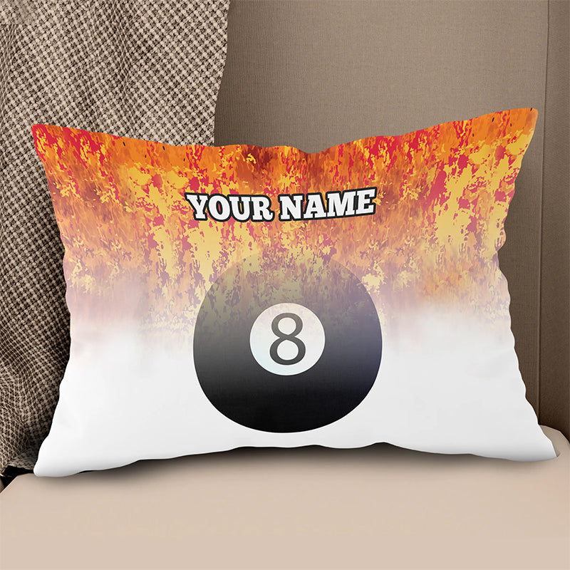 Customized 8 Ball Pool Fire Pillow, Unique Billiard Throw Pillows Design TDM0806