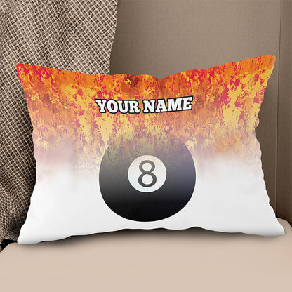 Customized 8 Ball Pool Fire Pillow, Unique Billiard Throw Pillows Design TDM0806