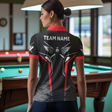 Load image into Gallery viewer, Black And Red 8 Ball Pool Wings Custom Camo Billiard Shirts For Women, 8 Ball Billiard Team Jerseys TDM3483