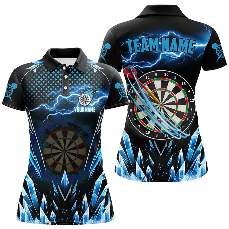 Personalized Blue Icy Dartboard Lightning Women Darts Polo Shirts Custom Darts Team League Jersey TDM1513