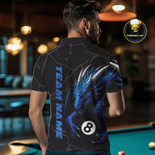 Load image into Gallery viewer, Custom Men&#39;s Dragon Billiard Shirt – Black And Blue 8 Ball Pool Team Jersey Polo &amp; Quarter Zip TDM4064