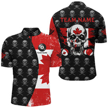 Load image into Gallery viewer, Grunge Canada Flag Custom Skull Pattern Billiard Shirts For Men, Patriotic Unique Billiard Jerseys TDM2086