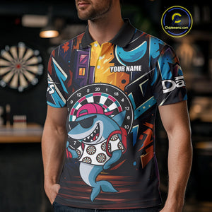 Funny Shark Colorful Graffiti Style Custom Dart Shirts For Men, Dart Team Jersey Best Darts Outfit TDM4423