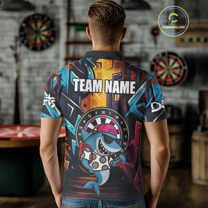 Funny Shark Colorful Graffiti Style Custom Dart Shirts For Men, Dart Team Jersey Best Darts Outfit TDM4423