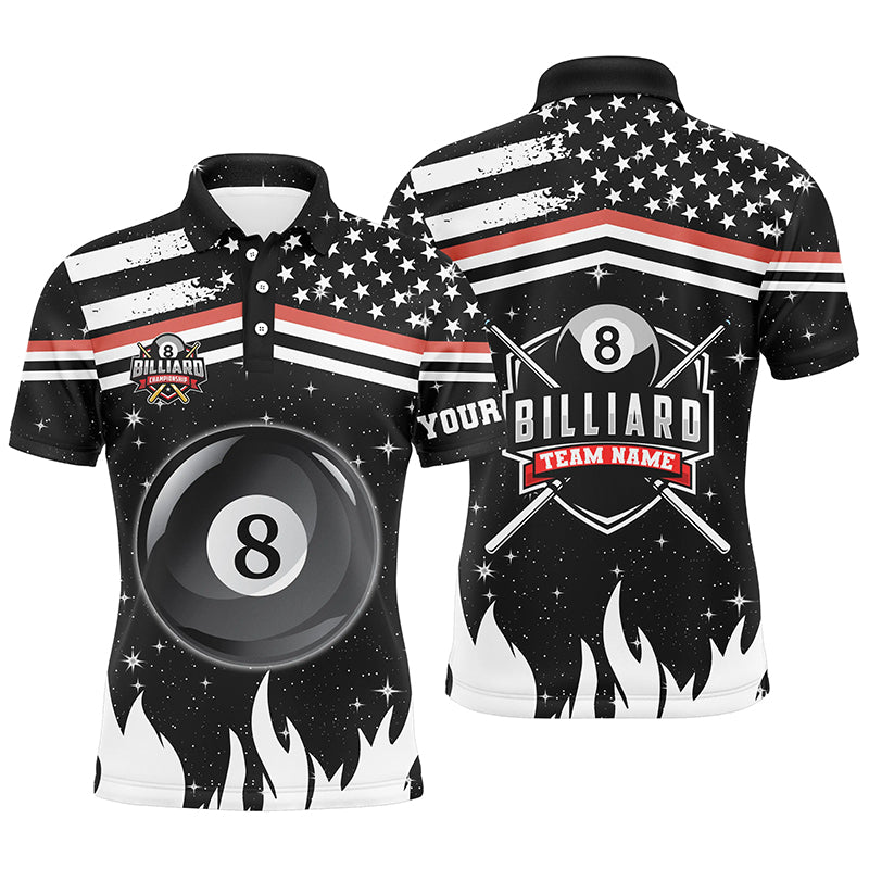 Personalized 3D Billiard 8 Ball Pool Men Polo Shirts Custom Patriotic US Flag Billiard Shirts TDM0619