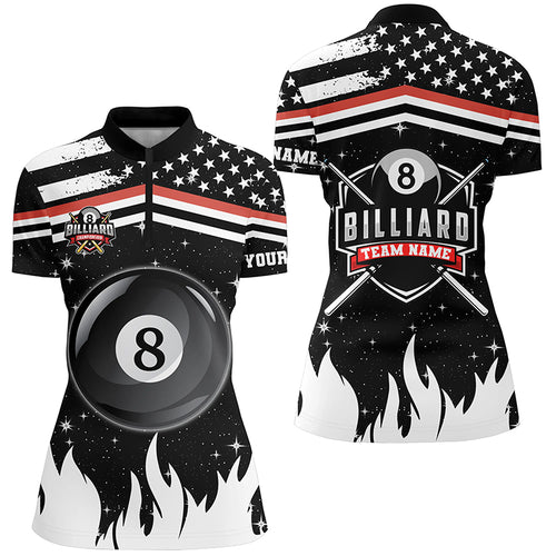 Personalized 3D Billiard 8 Ball Pool Women Quarter-Zip Shirts Custom US Flag Billiard Shirts TDM0619