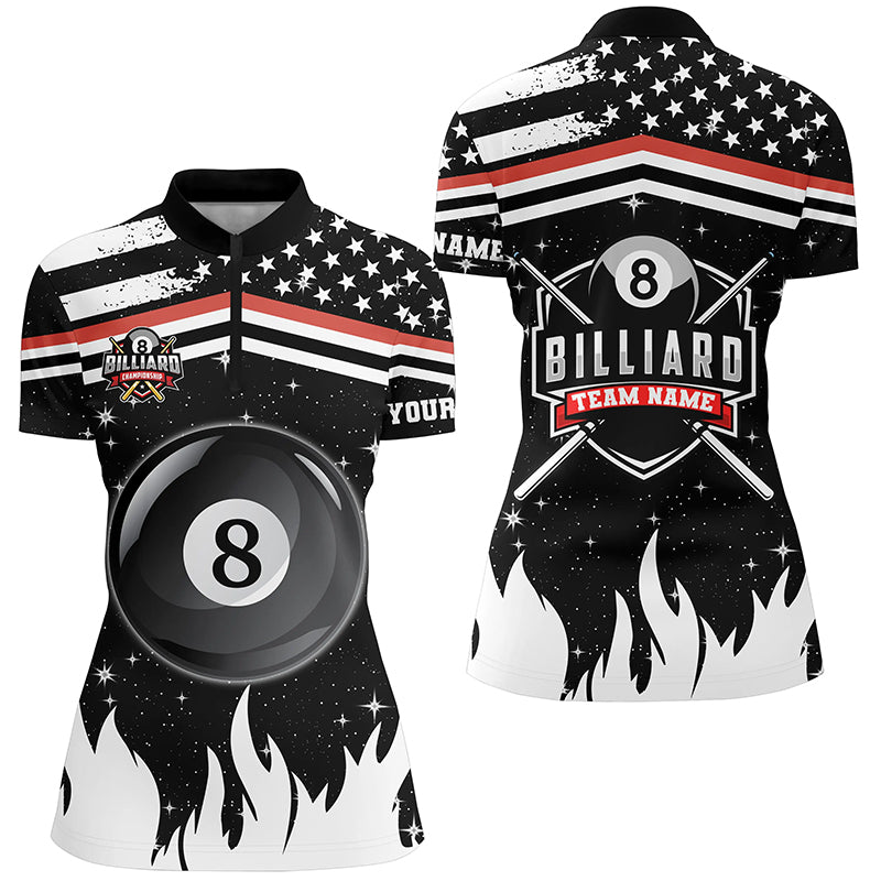 Personalized 3D Billiard 8 Ball Pool Women Quarter-Zip Shirts Custom US Flag Billiard Shirts TDM0619