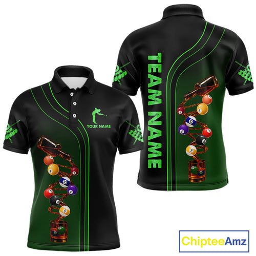 Funny DNA Wine Billiard Shirt For Men Custom Pool Team Shirts, Billiard Jersey Polo & Zip |Green TDM5283