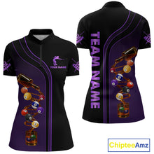 Load image into Gallery viewer, Funny DNA Wine Billiard Shirt For Women Custom Pool Team Shirts, Billiard Jersey Polo &amp; Zip |Purple TDM5284
