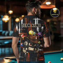 Load image into Gallery viewer, Personalized Orange Grunge Funny 8 Ball Billiard Shirt For Men, Pool Team Jersey Polo &amp; 1/4 Zip TDM5285