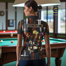Load image into Gallery viewer, Personalized Orange Grunge Funny 8 Ball Billiard Shirt For Women, Pool Team Jersey Polo &amp; 1/4 Zip TDM5285