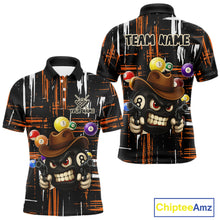 Load image into Gallery viewer, Personalized Orange Grunge Funny 8 Ball Billiard Shirt For Men, Pool Team Jersey Polo &amp; 1/4 Zip TDM5285