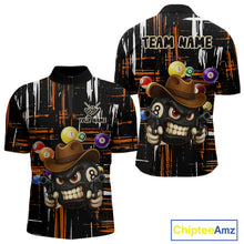 Load image into Gallery viewer, Personalized Orange Grunge Funny 8 Ball Billiard Shirt For Men, Pool Team Jersey Polo &amp; 1/4 Zip TDM5285