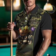 Load image into Gallery viewer, Personalized Green Camo Funny 8 Ball Billiard Shirt For Men Custom Pool Team Jersey Polo &amp; 1/4 Zip TDM5287