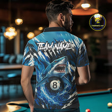 Load image into Gallery viewer, Blue Shark 8 Ball Billiard Shirt For Men Custom Billiard Jersey, Pool Team Shirt Polo &amp; 1/4 Zip TDM5290