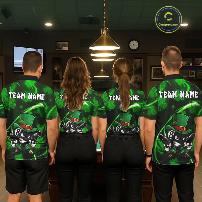 Personalized St Patrick Day 8 Ball Billiard Shirt For Men, Funny Shamrock Luckiest Billiard Jersey TDM5538