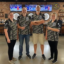 Load image into Gallery viewer, Personalized Green Camo Skull Darts Shirt For Men Custom Darts League Jersey Team Polo &amp; 1/4 Zip TDM6402