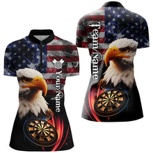 Load image into Gallery viewer, Personalized Eagle Darts Board Smoke US Flag Women 3D Darts Shirts, Patriotic Darts Team Jerseys TDM1684